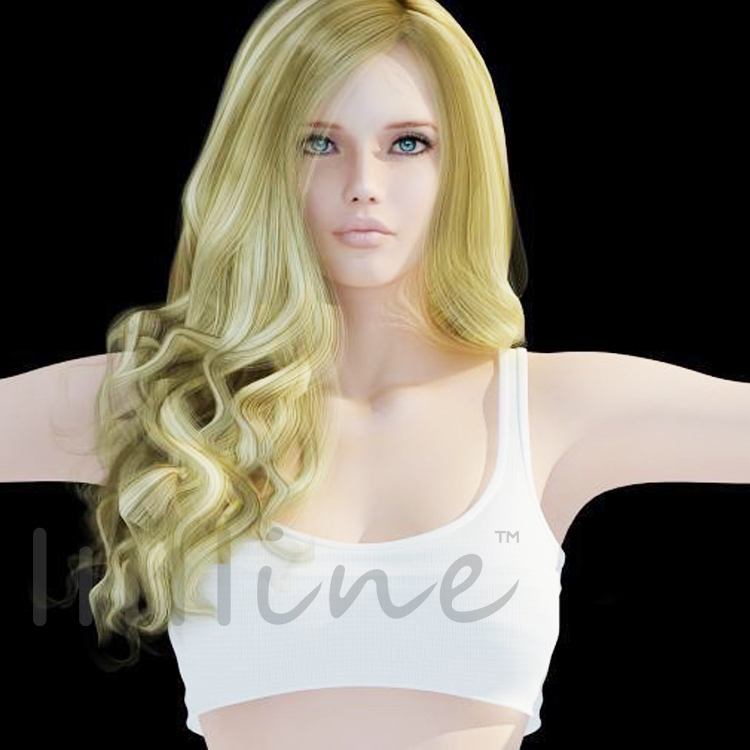 Modello 3D modello di bellezza capelli lunghi d'oro